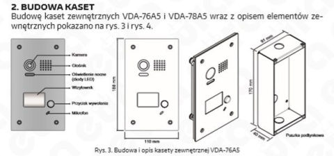 Zestaw wideodomofonu cyfrowego monitor 4.3'' EURA VDA-76A5_VDA32A5