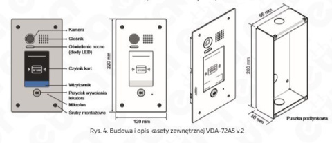 Zestaw wideodomofonu cyfrowego z czytnikiem RFID monitor 4.3'' EURA VDA-72A5_VDA23A5