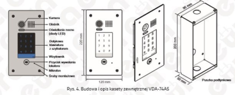 Zestaw wideodomofonu cyfrowego z szyfratorem monitor 4.3'' EURA VDA-74A5_VDA32A5