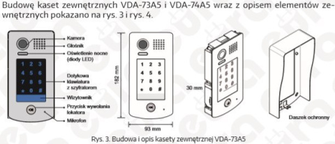 Zestaw wideodomofonu cyfrowego z szyfratorem monitor 7'' EURA VDA-73A5_VDA49A5