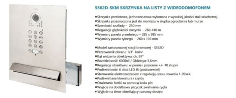 Zestaw wideodomofonu skrzynka na listy z szyfratorem S562D-SKM M690B S2