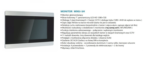 Zestaw wideodomofonu skrzynka na listy z szyfratorem S562D-SKM M903SH monitor 7 cali