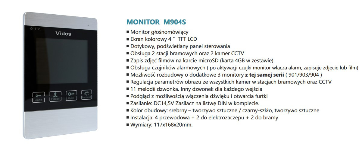 Zestaw wideodomofonu skrzynka na listy z szyfratorem S562D-SKM M904S monitor 4,3 cali
