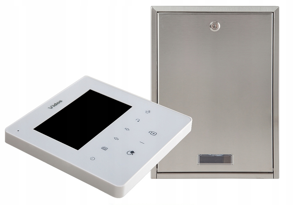 Zestaw wideodomofonu z szyfratorem Vidos S1401D-SKP_M1022W Skrzynka na listy z wideodomofonem Monitor biały 4,3'' Zestaw wideodomofonu z szyfratorem Vidos S1401D-SKP_M1022W Skrzynka na listy z wideodomofonem Monitor biały 4,3''