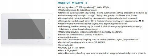 Zestaw wideodomofonu z szyfratorem Vidos S1401D-SKP_M1021W Skrzynka na listy z wideodomofonem Monitor biały 7''