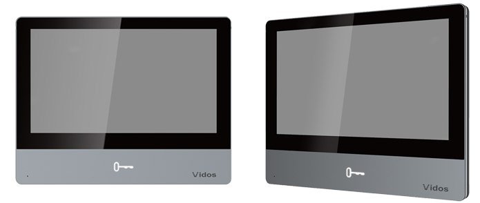 Zestaw natynkowy wideodomofonu IP Vidos stacja bramowa z szyfratorem monitor 7''