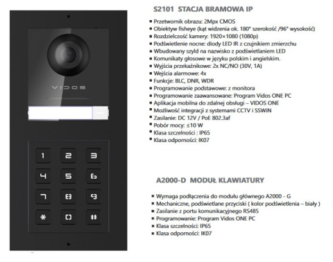 Wideodomofon WiFi Vidos M2010 A2000 z szyfratorem