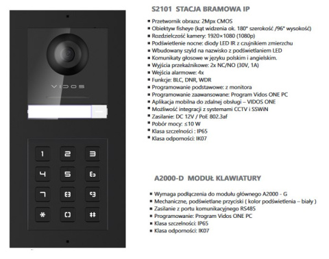 Wideodomofon WiFi Vidos M2010-A2000 z szyfratorem