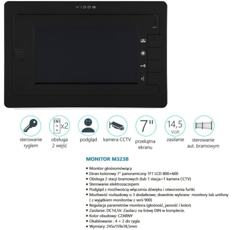 Zestaw wideodomofonu z czytnikiem RFID Vidos S601A-2 M323B