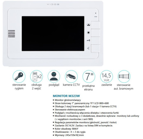 Zestaw wideodomofonu z czytnikiem RFID Vidos S601A-2 M323W