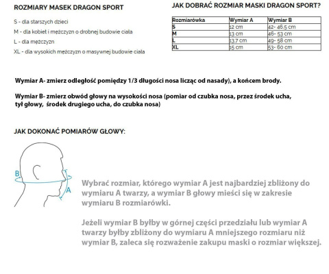 Rozmiar S - Maska Ochronna DRAGON Sport II Hexagon z dodatkowymi filtrami