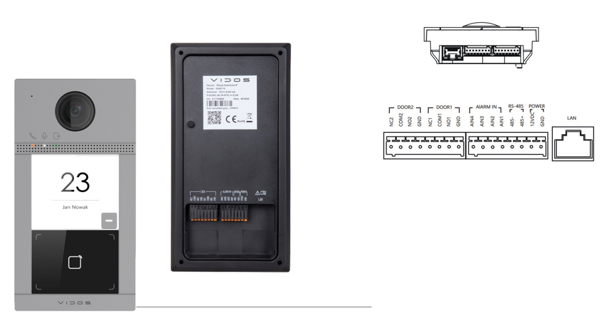 ZESTAW WIDEODOMOFONU IP Z CZYTNIKIEM RFID VIDOS S2401-P_M2020 ZESTAW WIDEODOMOFONU IP Z CZYTNIKIEM RFID VIDOS S2401-P_M2020