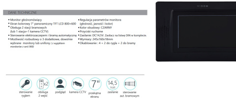 Vidos M320B – Monitor wideodomofonowy