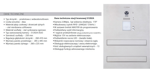 Vidos S1202A-SKM Skrzynka na listy z wideodomofonem