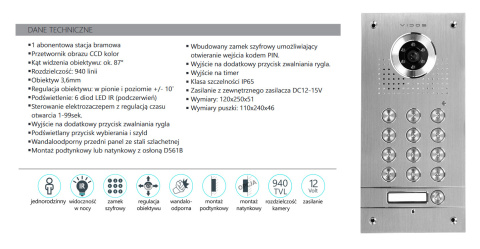 Vidos S561D – Stacja bramowa wideodomofonu