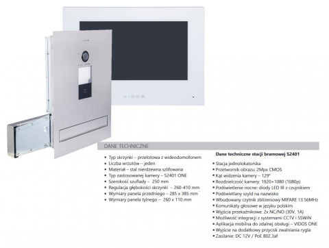 Wideodomofon WiFi Vidos M2010W-S2401-SKM z czytnikiem RFID