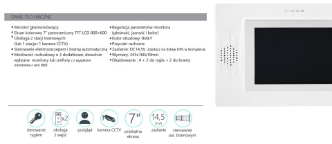 Zestaw wideodomofonu natynkowego z czytnikiem RFID Vidos S50A M320W