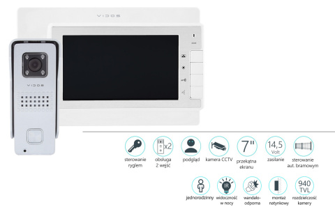 Zestaw wideodomofonu natynkowego Vidos S6S M320W