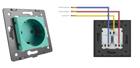 Moduł gniazda elektrycznego 16A - 230V | Zielony