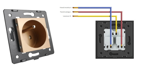 Moduł gniazda elektrycznego 16A - 230V | Szampański z bolcem