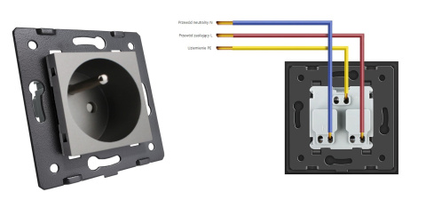 Moduł gniazda elektrycznego 16A - 230V | Szary z bolcem