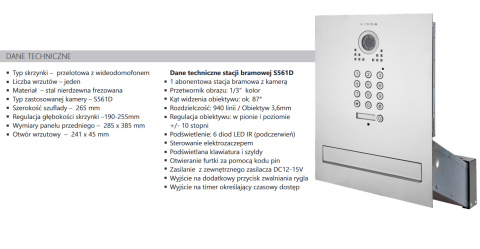 Skrzynka na listy wideodomofon z szyfratorem Vidos S561D-SKM