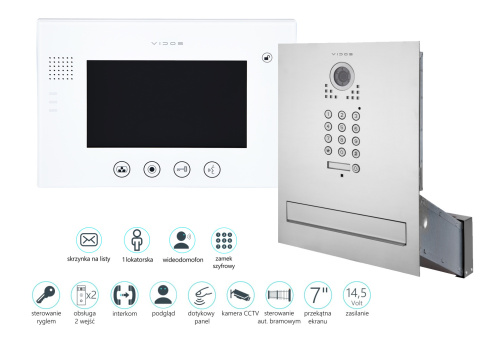 Zestaw wideodomofonu skrzynka na listy z szyfratorem Vidos S561D-SKM M670W