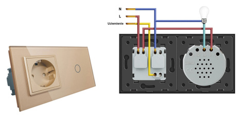 Gniazdo 230V 16A z włącznikiem dotykowym pojedynczym LIVOLO 701G Szampański