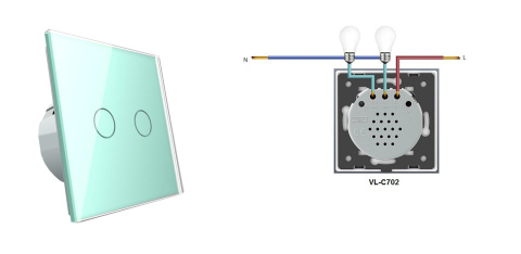 Włącznik dotykowy podwójny LIVOLO VL-C702 Zielony