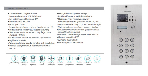 Wideodomofon WiFi z Szyfratorem Vidos S601D2 M10