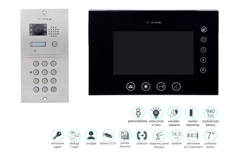 Wideodomofon z Szyfratorem Vidos S601D2 M670BS2