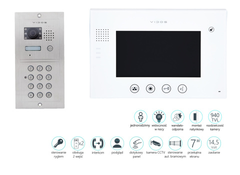 Wideodomofon z Szyfratorem Vidos S601D2 M670W