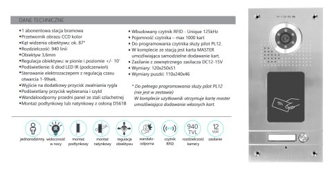 Wideodomofon czytnikiem RFID Vidos S561A M320B