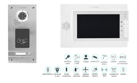 Wideodomofon czytnikiem RFID Vidos S561A M320W