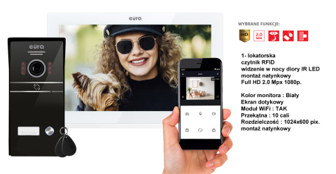 Wideodomofon czytnikiem RFID Eura VDP-98C5 WiFi