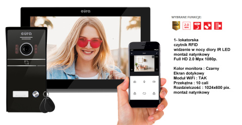 Wideodomofon czytnikiem RFID Eura VDP-98C5 WiFi