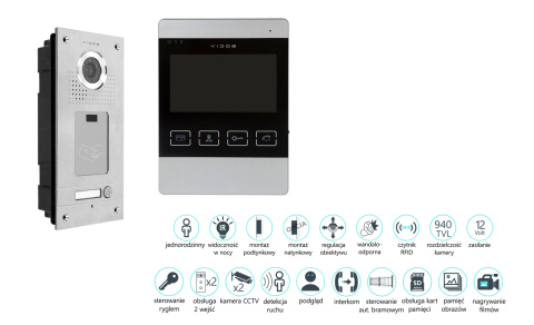 Wideodomofon czytnikiem RFID Vidos S561A M904SH