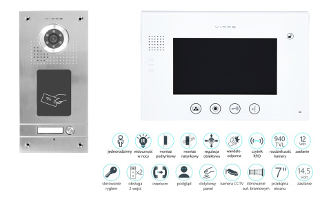 Wideodomofon czytnikiem RFID Vidos S561A M670W