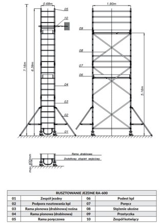 RAMA DRABINOWA NOŚNA 68*168CM 220.03