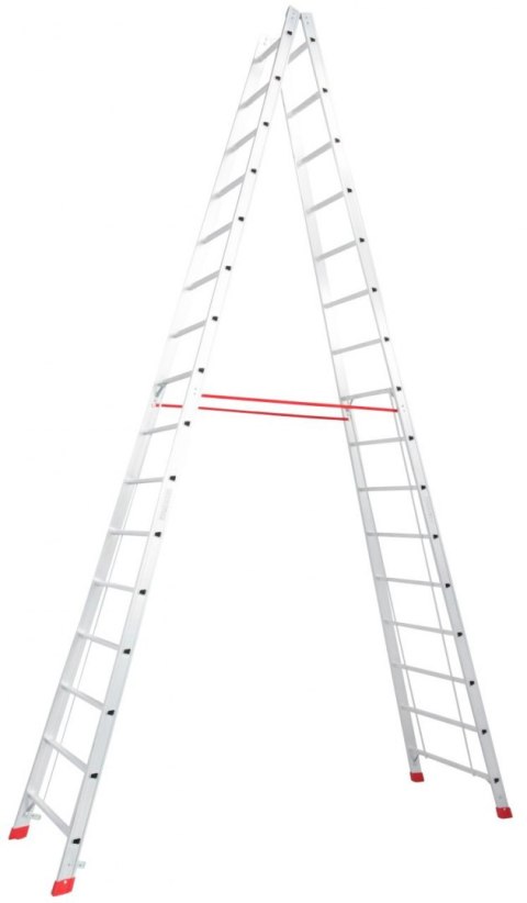 DRABINA ALUMINIOWA 2-ELEMENTOWA STABILO 2*16 SZCZEBLI