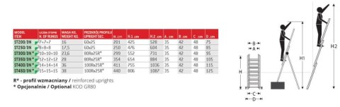 DRABINA TRZYELEMENTOWA 3X15 SZCZEBLI ST450/3N