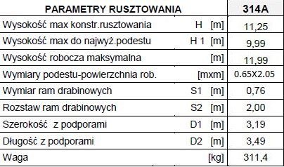 RUSZTOWANIE, TYP RA-1120 MODEL 314A