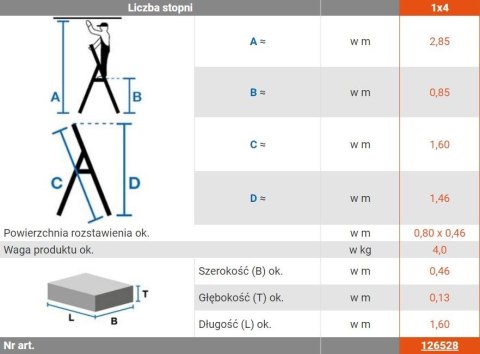 DRABINA ALUMINIOWA WOLNOSTOJĄCA SECURY MULTIGRIP 4 SZCZEBLE