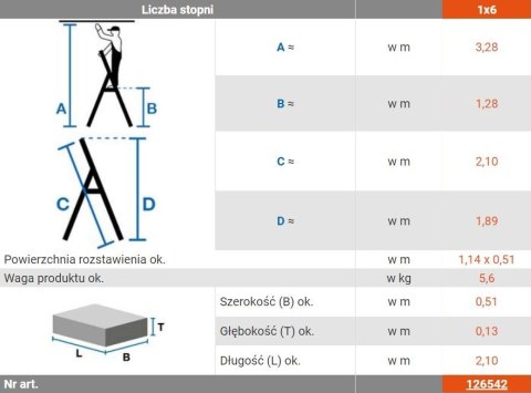 DRABINA ALUMINIOWA WOLNOSTOJĄCA SECURY MULTIGRIP 6 SZCZEBLI