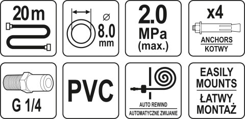 PRZEWÓD PNEUMATYCZNY NA ZWIJAKU AUTOMATYCZNYM 8MM 20M