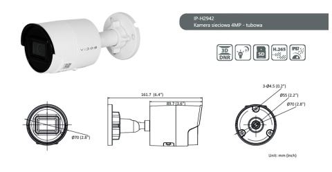 Kompletny zestaw monitoringu Vidos rejestrator NVR-H2082-P kamera IP-H2942