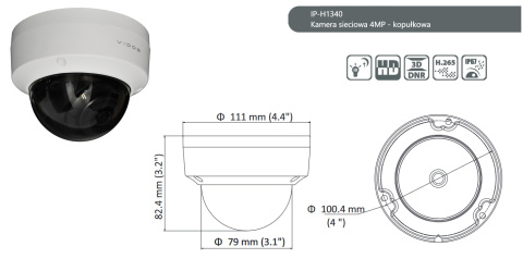 Vidos IP-H1340 Kopułkowa Kamera IP