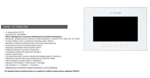 Vidos Monitor wideodomofonu M11W