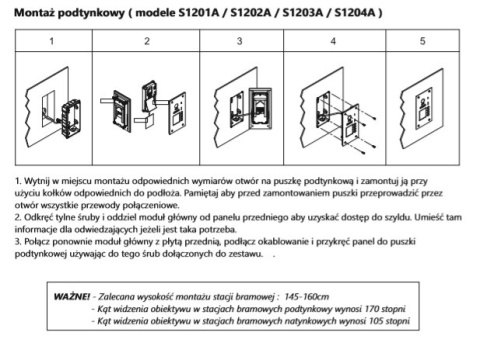 S1201A Stacja bramowa wideodomofonu SYSTEM VIDOS DUO