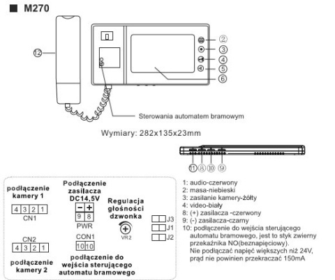 Zestaw Wideodomofonu Vidos S551B/M270B słuchawkowy monitor wideodomofonu